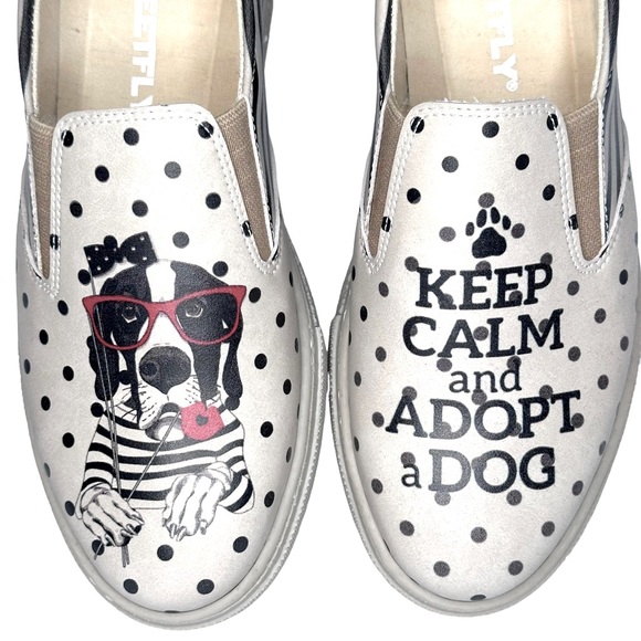 Streetfly - Keep Calm and Adopt a Dog slide in Loafers, Size 39, NIB - Picture 2 of 9